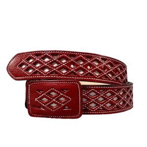 Men's Handcrafted Western Charro Leather Belt Brown Size 44
